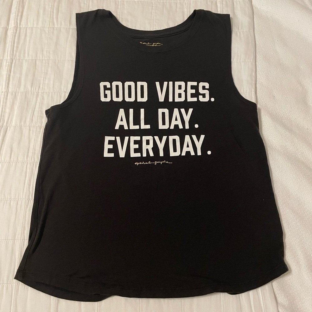 Spiritual Gangster x Pure Barre Good Vibes tank, xs, black
